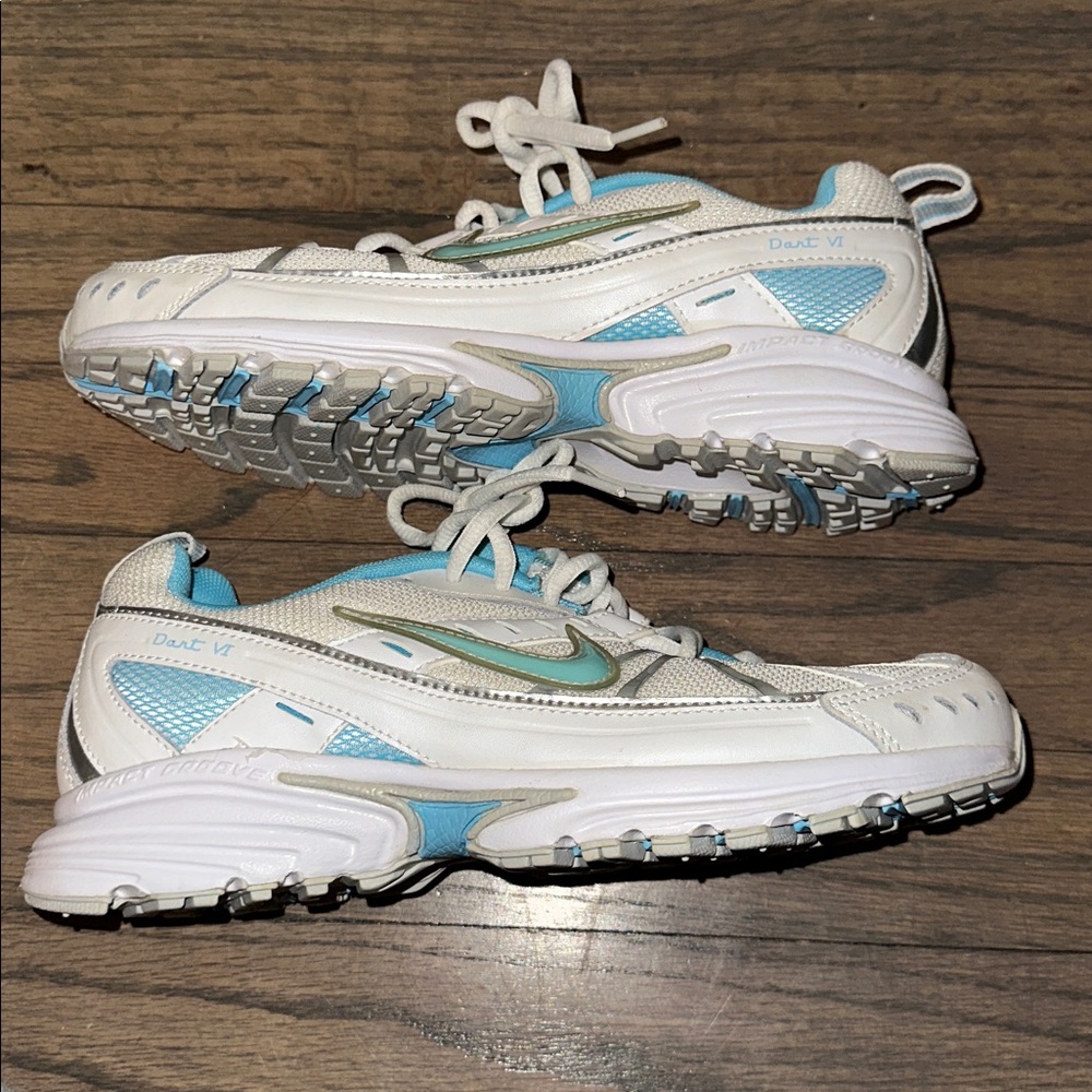 Nike Women's White and Light Blue Sneakers - Picture 7 of 7
